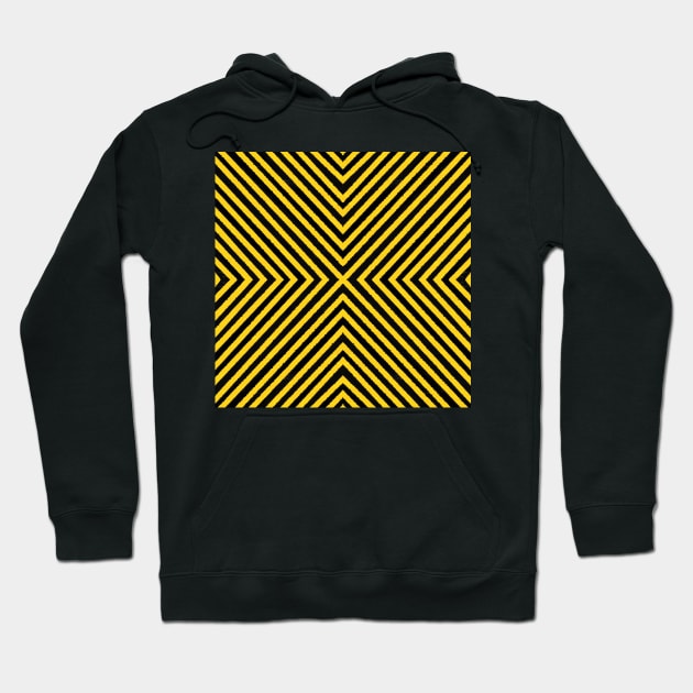 HIGHLY Visible Yellow and Black Line Kaleidoscope pattern (Seamless) 14 Hoodie by Swabcraft